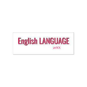 Minimalist Lilac Vertical Text School Subject Self-inking Stamp