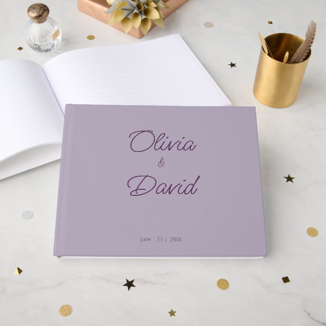 Minimalist lilac Wedding Guest Book (Front Open)