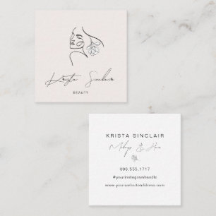 Minimalist Line Art Abstract Logo Square Business Card
