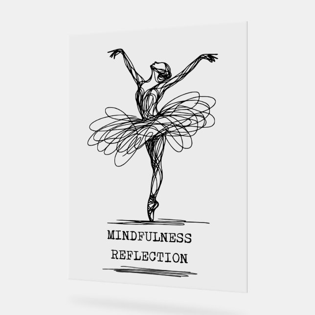 Minimalist Line Art Ballerina Dance Design Acrylic Sign (Angle)