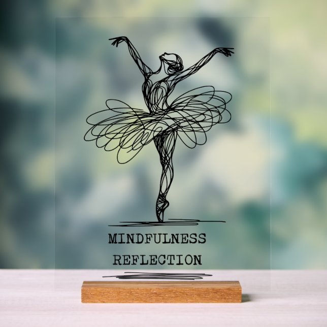 Minimalist Line Art Ballerina Dance Design Acrylic Sign (Neutral)