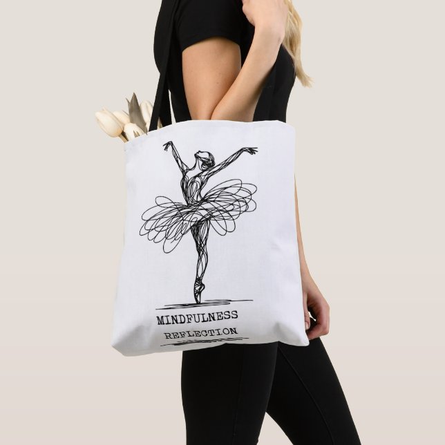 Minimalist Line Art Ballerina Dance Design Tote Bag (Close Up)