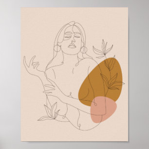 Minimalist line art. Boho style. Poster
