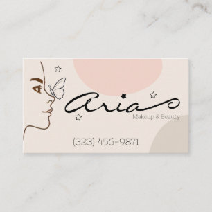 Minimalist Line Art Butterfly Makeup Artist Business Card