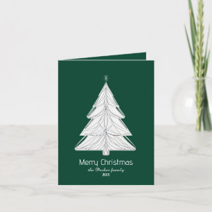 Minimalist Line-Art Christmas Tree with Geometric Holiday Card