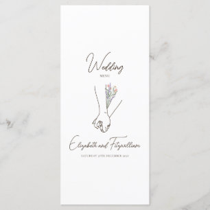 Minimalist Line Art Couple Holding Hands Flowers  Menu