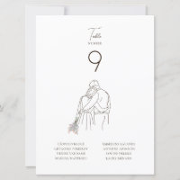 Minimalist Line Art Couple Walking Table Number