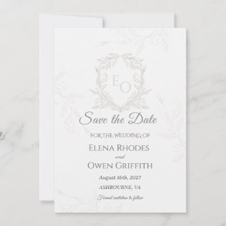 Minimalist Line Art Crest Save the Date Wedding