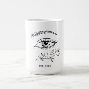 Minimalist Line Art Eye & Botanical Leaf Chic Aest Coffee Mug