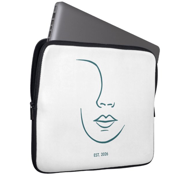Minimalist Line Art Face Personalised Custom Wall  Laptop Sleeve (Front Right)