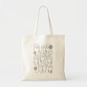 Minimalist Line Art Faces Tote Bag