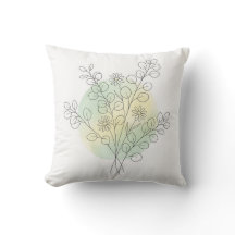 Minimalist Line Art Floral Eucalyptus Bunch Throw