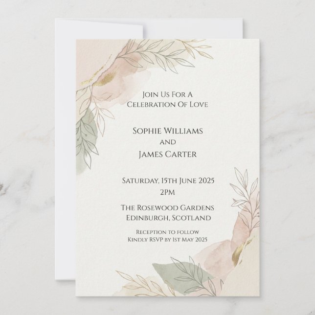 Minimalist Line Art Floral Invitation (Front)