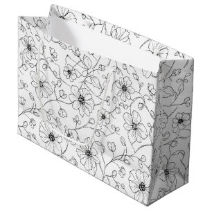 Minimalist Line Art Floral Seamless Pattern (1) Large Gift Bag