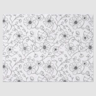 Minimalist Line Art Floral Seamless Pattern (1) Tissue Paper
