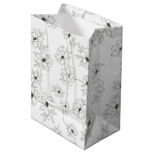 Minimalist Line Art Floral Seamless Pattern (3) Medium Gift Bag