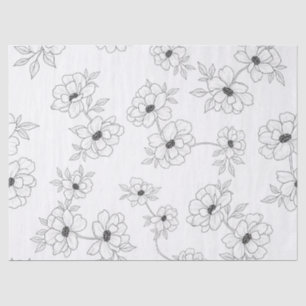 Minimalist Line Art Floral Seamless Pattern (3) Tissue Paper