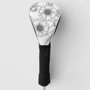 Minimalist Line Art Floral Seamless Pattern (5) Golf Head Cover