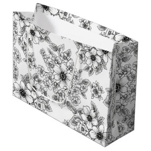Minimalist Line Art Floral Seamless Pattern (5) Large Gift Bag