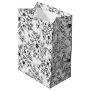 Minimalist Line Art Floral Seamless Pattern (6) Medium Gift Bag