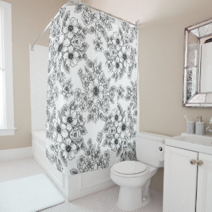 Minimalist Line Art Floral Seamless Pattern (6) Shower Curtain