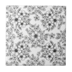 Minimalist Line Art Floral Seamless Pattern (6) Tile