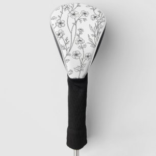 Minimalist Line Art Floral Seamless Pattern (7) Golf Head Cover