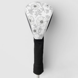 Minimalist Line Art Floral Seamless Pattern (8) Golf Head Cover