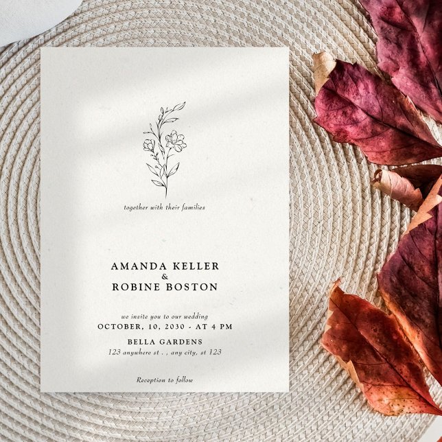 Minimalist Line Art Floral Wedding Invitation (Creator Uploaded)
