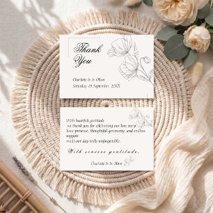 Minimalist Line Art Floral Wedding Thank You Cards