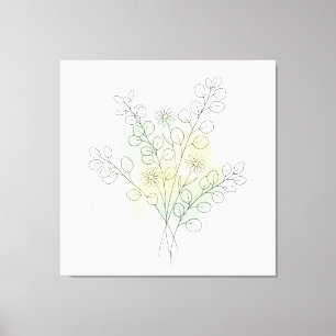 Minimalist Line Art Flower Abstract Watercolor Canvas Print