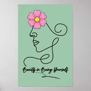 Minimalist Line Art Flower Wall Decor