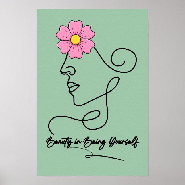 Minimalist Line Art Flower Wall Decor (Front)