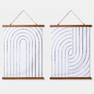 Minimalist line art hanging tapestry