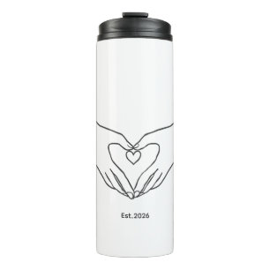 Minimalist Line Art Heart Hands Aesthetic Design Thermal Tumbler