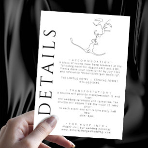 Minimalist Line Art Kissing Couple Wedding Details Enclosure Card