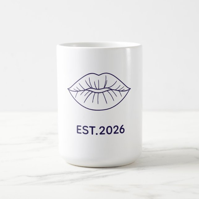 Minimalist Line Art Lips Abstract Continuous Line  Coffee Mug (Center)