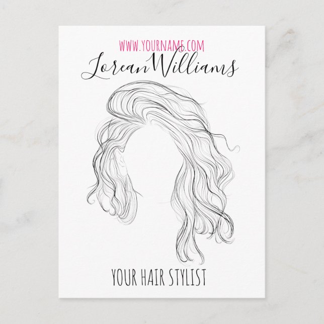 Minimalist Line Art Long Wavy Natural Hair Stylist Postcard (Front)