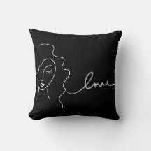 Minimalist Line Art Pillow – "Love” Abstract Face