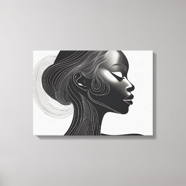 Minimalist Line Art Portrait Canvas Print (Front)
