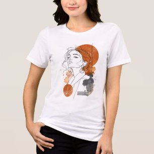 Minimalist Line Art Portrait T-Shirt Modern Abst Tri-Blend Shirt