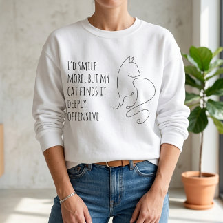 Minimalist Line Art Sarcastic Cat Lover Sweatshirt