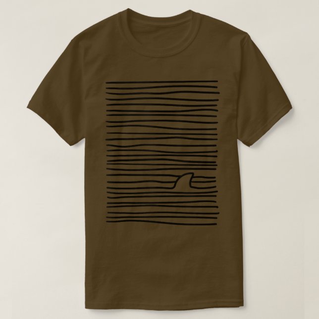 Minimalist Line Art Simple Unique Love Shark Fin  T-Shirt (Design Front)