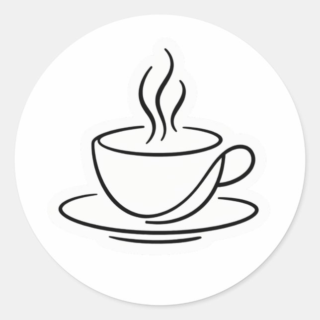 Minimalist Line Art Steaming Coffee Cup Sticker (Front)