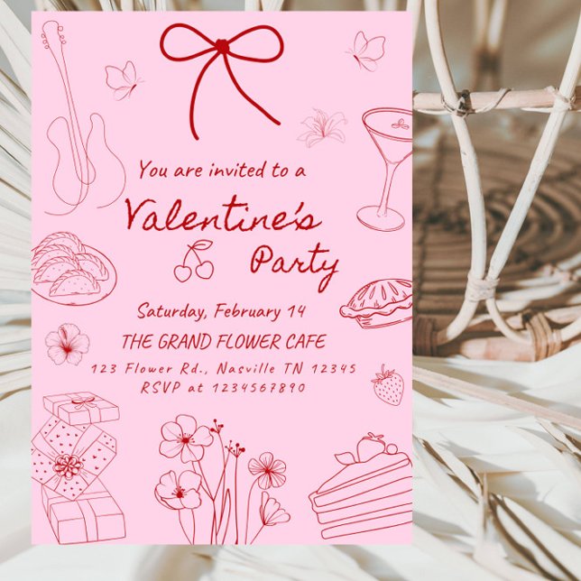Minimalist Line Art Valentine’s Day Party Invitation (Creator Uploaded)