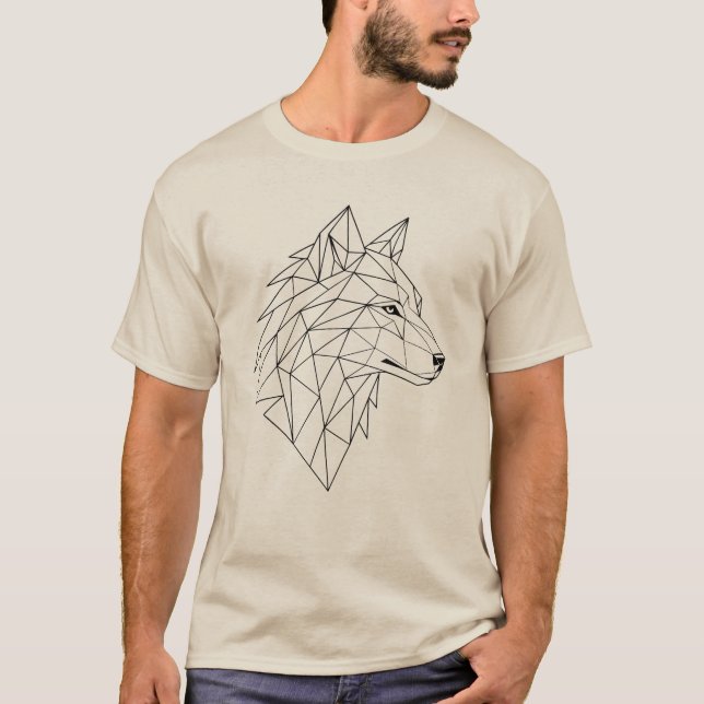 Minimalist Line Art Wolf Face Graphic Tee (Front)