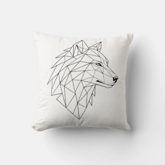 Minimalist Line Art Wolf Face Graphic Tee Cushion