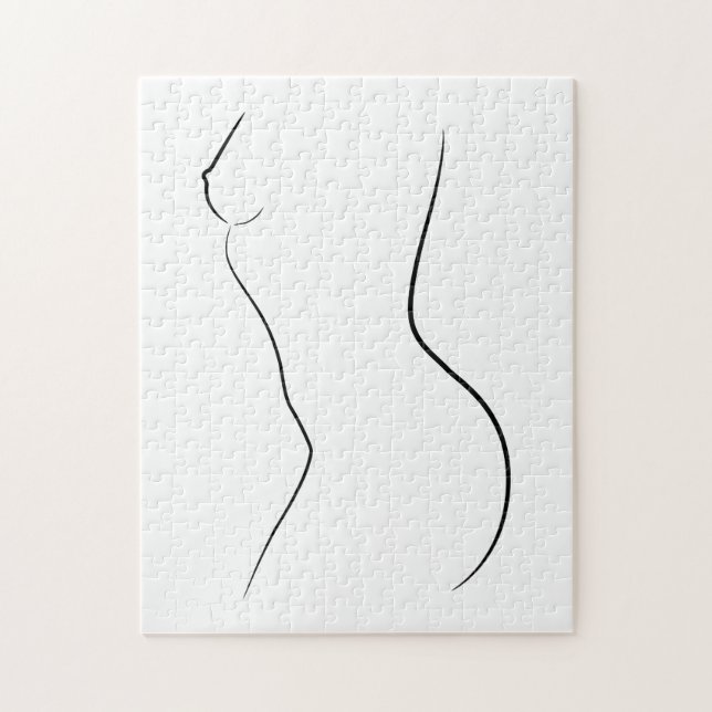 Minimalist Line Art Woman Body Modern Illustration Jigsaw Puzzle (Vertical)
