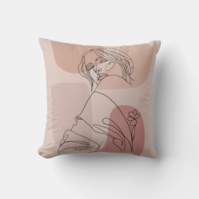 Minimalist Line Art Woman Drawing Fashion Art Cushion (Front)