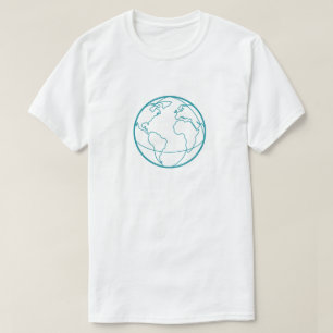 Minimalist Line Art World Globe Earth T-Shirt